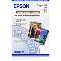 Epson Premium Semigloss Photo Paper, DIN A3+, 250 g/m2, 20 Blatt, Halb-Glanz, 250 g/m², Weiß, RC/PE, Photo collage, Photo gifts, Foto, 20 Blätter