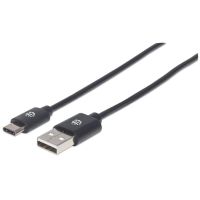 Manhattan Hi-Speed USB C Anschlusskabel, USB 2.0, Typ A Stecker - Typ C Stecker, 480 Mbps, 1 m, Schwarz, 1 m, USB C, USB A, USB 2.0, Männlich/Männlich, Schwarz