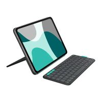 Logitech Flip Folio - Tastatur und Foliohülle - full size - kabellos - Bluetooth 5.1 LE - AZERTY - Französisch - Graphite - für Apple 10.9-inch iPad Air (5th generation)