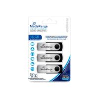MEDIARANGE USB-Flash-Laufwerk - 16 GB - USB 2.0 - Schwarz, Grau (Packung mit 3)