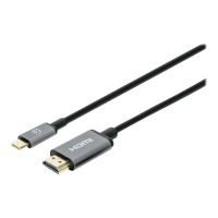 Manhattan USB-C to HDMI Cable, 4K@60Hz, 1m, Black, Male to Male, Three Year Warranty, Polybag - Adapterkabel - USB-C männlich zu HDMI männlich - 1 m - Doppelisolierung - Schwarz - Unterstützung für 4K60Hz (3840 x 2160)