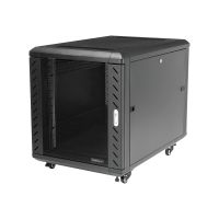 StarTech.com RK1236BKF Serverschrank (12HE, 73,7 cm tief, bis max. 800 Kg belastbar, mit Rollen, Tür mit Fenster und Schloss) - Schrank Netzwerkschrank - Schwarz - 12U - 91.4 cm (36")