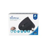 MEDIARANGE Vertikale Maus - ergonomisch - Für Rechtshänder - optisch - 6 Tasten - kabellos - 2.4 GHz - kabelloser Empfänger (USB)
