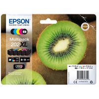 Epson Kiwi Multipack 5-colours 202XL Claria Premium Ink, High (L) Yield, Schwarz, Foto schwarz, Cyan, Magenta, Gelb, Tinte auf Pigmentbasis, Tinte auf Farbstoffbasis, 13,8 ml, 8,5 ml