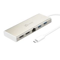 j5create JCD381-N USB Type-C™ Dual HDMI Mini Dock-Ethernet/ USB 3.1 HUB / PD2.0, USB 3.2 Gen 1 (3.1 Gen 1) Type-C, 60 W, 10,100,1000 Mbit/s, Beige, Weiß, 4K Ultra HD, 30 Hz