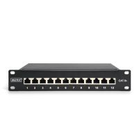 DIGITUS CAT 6A Patch Panel, geschirmt, 12-Port, 1HE, 10", schwarz