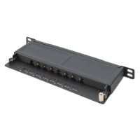 DIGITUS CAT 6A Slim Patch Panel, geschirmt, 8-Port, 0,5 HE, 10", schwarz