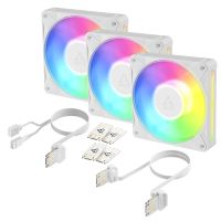 Arctic BioniX P12 A-RGB (White) – 3 Pack 120 mm PWM-Lüfter mit Daiy Chain, Ventilator, 12 cm, 450 RPM, 3000 RPM, 129 m³/h, Weiß