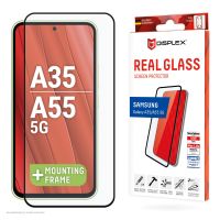 DISPLEX Panzerglas (10H) für Samsung Galaxy A35/A55 5G, Eco-Montagerahmen, Full Cover, Samsung, Galaxy A35/A55 5G, Trockene Anwendung, Schmutzabweisend, Kratzresistent, Schockresistent, Stoßfest, Transparent, 1 Stück(e)