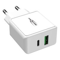 Ansmann HC218PD - Netzteil - 18 Watt - 3000 mA - PD, QC 3.0 - 2 Ausgabeanschlussstellen (USB-C, USB)