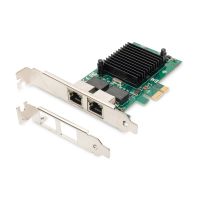 DIGITUS 2-Port Gigabit Ethernet Netzwerkkarte, RJ45, PCI Express, Intel Chipsatz