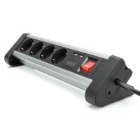 DIGITUS 4-fach Office-Steckdosenleiste mit 2x USB-Anschlüssen