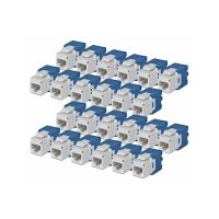StarTech.com Cat6 Keystone Jack Modul, 24er-Pack RJ45 Ethernet Keystone Buchse, UTP Cat6 Wandbuchse, 180 Grad, werkzeuglos, Weiß, Flach, Blau, Weiß, RJ-45, Buchse, Buchse, 10GBase-T