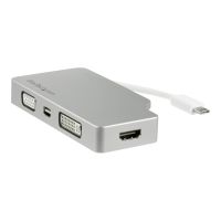 StarTech.com Aluminium Reise A/V Adapter 4-in-1 USB-C auf VGA, DVI, HDMI oder mDP - USB Type-C Adapter - 4K - Videoadapter - USB-C männlich zu HD-15 (VGA)