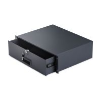 StarTech.com Startech - Rack Storage Drawer - hintere Kabeldurchführungsöffnungen, Schlüssel enthalten, abschließbar, Stahl, 10 kg Kapazität - Vorderseite - Schrankmontage, Rack montierbar - Schwarz - 3U - 48.3 cm (19")