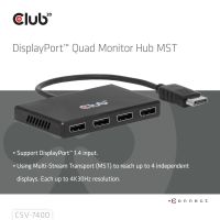 Club 3D MST Hub DisplayPort Quad Monitor 4x 4K30Hz