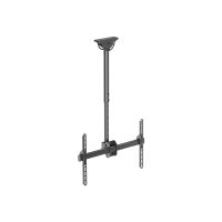 Techly Befestigungskit (Deckenmontage, Montageklammer, Teleskopstange) - für Flachbildschirm - Stahl - Schwarz - Bildschirmgröße: 94-178 cm (37"-70")
