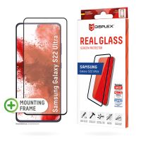 DISPLEX Full Cover Panzerglas (10H) für Samsung Galaxy S22 Ultra, Eco-Montagerahmen, volle Displayabdeckung, Tempered Glas, kratzer-resistente Schutzfolie, hüllenfreundlich, Samsung, Galaxy S22 Ultra, Trockene Anwendung, Schlagfest, Kratzresistent, Staubr