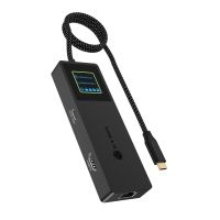 ICY BOX Spade Dock 4038, 7-in-1 DockingStation mit LCD-Display und 100 W PD, Kabelgebunden, USB 3.2 Gen 2 (3.1 Gen 2) Type-C, 100 W, 10,100,1000 Mbit/s, Schwarz, 10 Gbit/s