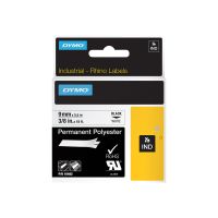 Dymo Rhino Industrie Permanente Polyesteretiketten | 9 mm x 5,5 m | Schwarz auf Weiß | selbstklebendes Schriftband | für Rhino und LabelManager Beschriftungsgerät, Schwarz auf weiss, Mehrfarbig, Polyester, -40 - 150 °C, UL 969, DYMO
