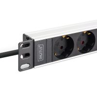 DIGITUS Steckdosenleiste mit Aluminiumprofil, 9-fach Schutzkontaktsteckdose, 2 m Zuleitung, IEC C20 Stecker