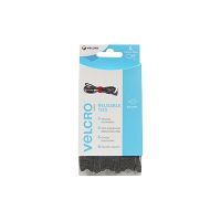 VELCRO Brand ONE-WRAP Reusable Ties - Selbstklebendes Klettband - 1.2 x 20 cm - Schwarz (Packung mit 6)