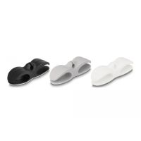 Delock Kabelhalter - mit Durchführungen, selbstklebend - Tisch montierbar, Oberfläche montierbar, geeignet für Wandmontage - Grau, Schwarz, weiß (Packung mit 3)