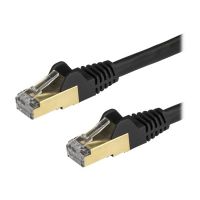 StarTech.com Startech 50cm CAT6A Ethernet Cable, 10 Gigabit Shielded Snagless RJ45 100W PoE Patch Cord, CAT 6A 10GbE STP Network Cable w/Strain Relief, Black, UL Certified Wiring/TIA - Category 6A - 26AWG (6ASPAT50CMBK)