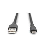DIGITUS Lightning Silikon Anschlusskabel, USB-A - Lightning 1m, schwarz