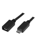 StarTech.com StarTech 0,5m Micro USB Verlängerungskabel - Stecker/Buchse - Micro USB Stecker zu Micro USB Buchse Kabel - USB-Verlängerungskabel - Micro-USB Typ B (M)