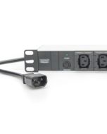DIGITUS Steckdosenleiste mit Aluminiumprofil, 10-fach, 2 m Zuleitung IEC C14 Stecker