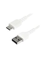 StarTech.com StarTech 2m USB A to USB C Charging Cable, Durable Fast Charge & Sync USB 2.0 to USB Type C Data Cord, Rugged TPE Jacket Aramid Fiber M/M 3A White, Samsung S10, S20, iPad Pro, Pixel - Heavy Duty and Rugged - USB-Kabel - USB (M)