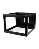 StarTech.com RK619WALLOH Serverschrank (6HE, zur Wandmontage, mit Scharnier, 56cm tief, open frame, 4 Post, Netzwerkschrank) - Schrank - geeignet für Wandmontage - Schwarz - 6U - 55.9 cm (22")