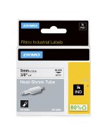 Dymo Rhino Industrie Schrumpfschlauch-Kabeletiketten | 9 mm1,5 m | Schwarz auf weiß | für Rhino Beschriftungsgerät, D1, Belgien, 1,5 m, 1 Stück(e), 34 mm, 85 mm