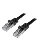 StarTech.com Startech 50cm CAT6 Ethernet Cable, 10 Gigabit Shielded Snagless RJ45 100W PoE Patch Cord, CAT 6 10GbE SFTP Network Cable w/Strain Relief, Black, Wiring is UL Certified/TIA - Category 6 - 26AWG (N6SPAT50CMBK)