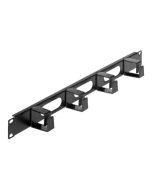 IC Intracom Intellinet Kabelmanagement für 19"-Schränke, 1 HE, 4 kleine Kunststoffringe, schwarz - Kabelführungsplatte für Schaltschrank - Schwarz, RAL 9005 - 1U - 48.3 cm (19")