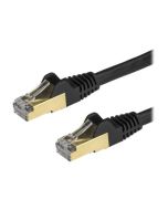 StarTech.com Startech 3m CAT6A Ethernet Cable, 10 Gigabit Shielded Snagless RJ45 100W PoE Patch Cord, CAT 6A 10GbE STP Network Cable w/Strain Relief, Black, UL Certified Wiring/TIA - Category 6A - 26AWG (6ASPAT3MBK)