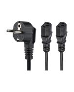 StarTech.com StarTech 2m (6ft) Computer Power Cord, 18AWG, EU Schuko to 2x C13 Power Cord, 10A 250V, Black Replacement AC Cord, TV/Monitor Power Cable, Schuko CEE 7/7 to IEC 60320 2x C13 Power Cord - PC Power Supply Cable - Stromkabel - power CEE 7/7 (M)
