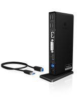 ICY BOX IB-DK2241AC, 11 in 1 USB 3.2 Gen 1 Notebook Dockingstation, USB 3.2 Gen 1 auf: 2x USB 3.2 Gen 1+2x Video(HDMI+DVI)+1xGigabitLAN+4xUSB 2.0+Audio+Charge, Kabelgebunden, USB 3.2 Gen 1 (3.1 Gen 1) Type-A, 3,5 mm, 10,100,1000 Mbit/s, Schwarz, 5 Gbit/s