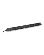 DIGITUS Steckdosenleiste mit Aluminiumprofil, 10-fach, 2 m Zuleitung IEC C14 Stecker