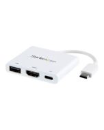StarTech.com Startech USB-C auf HDMI Adapter mit PD & USB Port - USB Type-C - Weiß - Videoadapter - USB-C männlich zu HDMI, USB Typ A, USB-C weiblich - 60 mm - weiß - 4K Unterstützung, USB Power Delivery (60W)