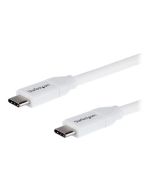 StarTech.com StarTech USB C to USB C Cable - 6 ft / 2m - 5A PD - M/M - White - USB 2.0 - USB-IF Certified - USB Type C Cable - USB C Charging Cable (USB2C5C2MW)