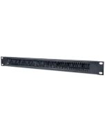 Intellinet 19" Kabeldurchführung, 1 HE, mit Bürstenleiste, schwarz, Stahl, Schwarz, 1 Stück(e), 240 g