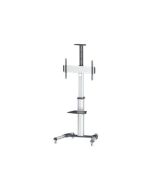 IC Intracom Manhattan TV & Monitor Mount, Trolley Stand, 1 screen, Screen Sizes: 37-65", Silver, VESA 200x200 to 600x400mm, Max 50kg, LFD, Lifetime Warranty - Wagen - für Flachbildschirm / AV-Ausrüstung - Schwarz, Silber - Bildschirmgröße: 94-177.8 cm (37