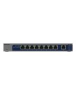 Netgear GS108MX-100EUS, Unmanaged, L2, Gigabit Ethernet (10/100/1000), Vollduplex, Rack-Einbau, Desktop-/Wandmontage