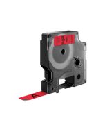 Dymo D1 - Entfernbarer Klebstoff - schwarz auf rot - Rolle (1,2 cm x 7 m)