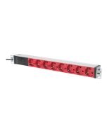 DIGITUS Steckdosenleiste mit Aluminiumprofil und Vorsicherung, 8-fach Schutzkontaktsteckdose, 2 m Zuleitung IEC C14 Stecker