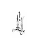 StarTech.com Rolling TV Cart/Stand On Wheels, Up to 100inch/220lb Screens - Wagen - für Flachbildschirm - Kunststoff, Aluminium, Stahl - Schwarz, Silber - Bildschirmgröße: 152.4-254 cm (60"-100")