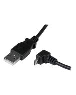 StarTech.com 2m USB 2.0 A auf Micro B Kabel abgewinkelt - Schwarz - USB A / Micro B Datenkabel / Anschlusskabel - USB-Kabel - Micro-USB Typ B (M)
