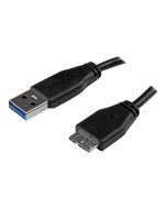 StarTech.com 1m schlankes SuperSpeed USB 3.0 A auf Micro B Kabel - St/St - USB 3.0 Anschlusskabel - USB-Kabel - Micro-USB Typ B (M)
